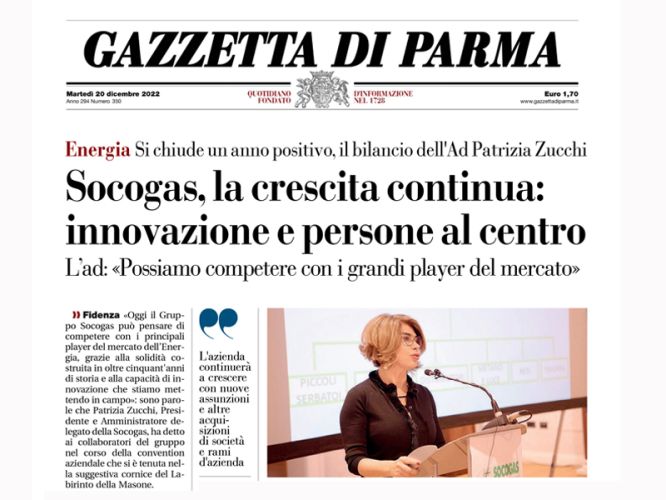 SOCOGAS, LA CRESCITA CONTINUA  - Gazzetta di Parma