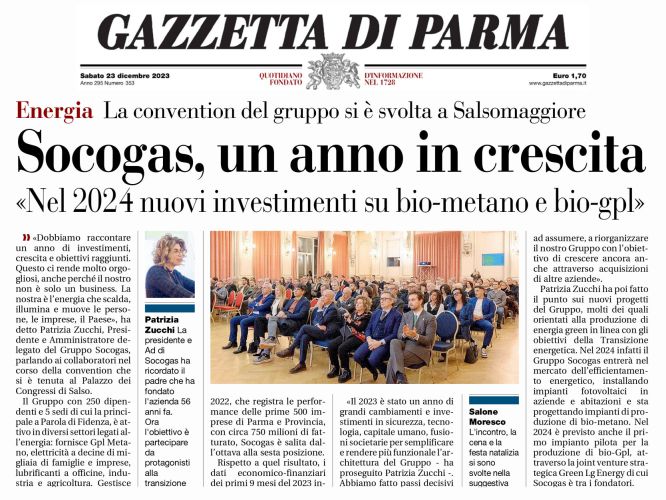 SOCOGAS UN ANNO IN CRESCITA - Gazzetta di Parma